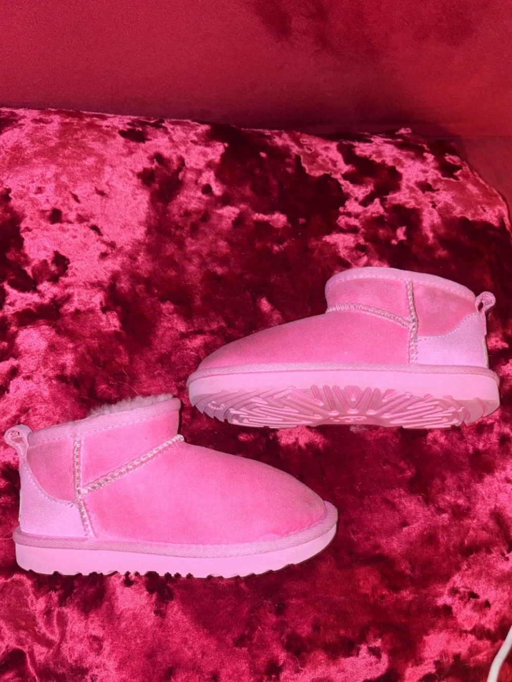UGG Kids Pink Short Plush Boots